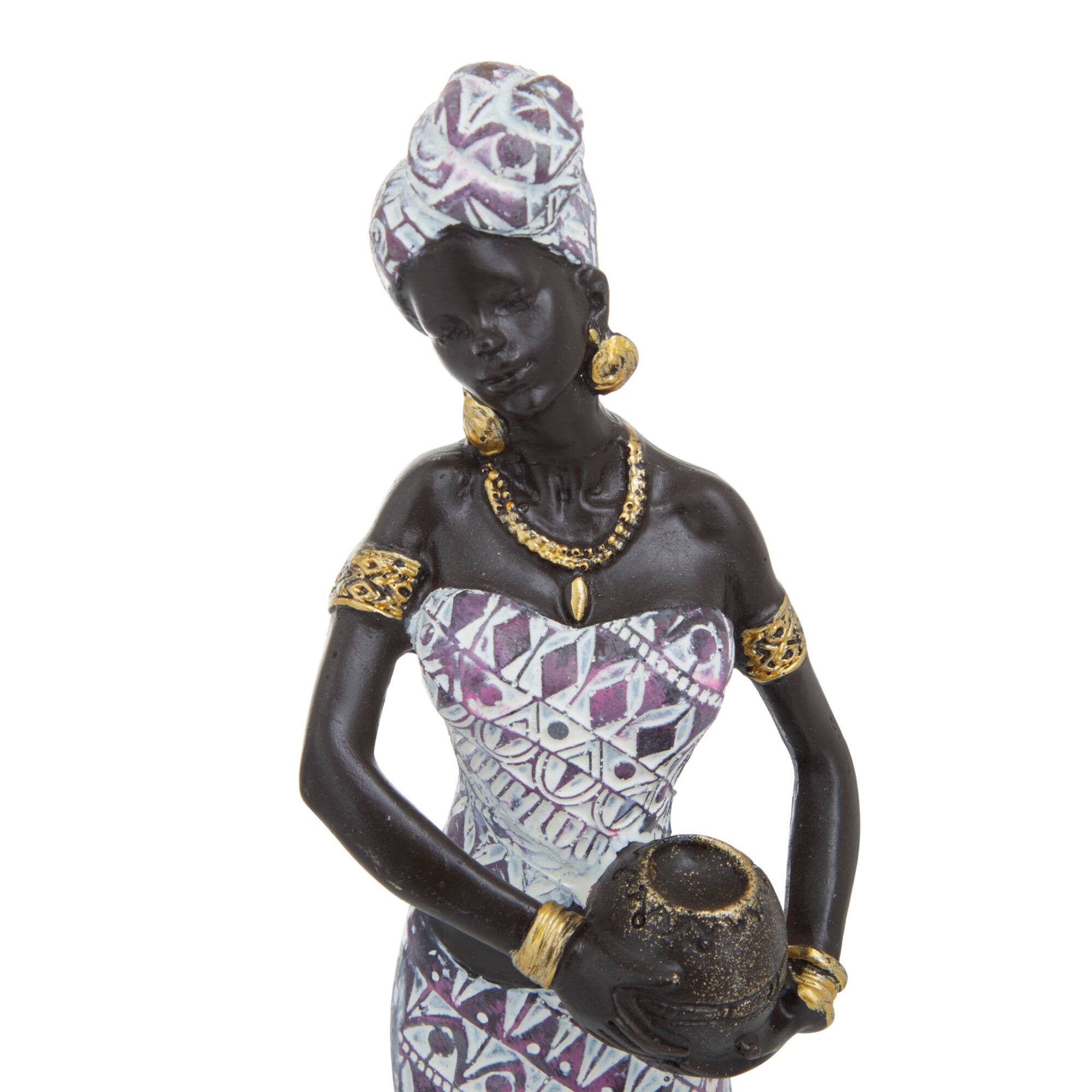 Set of 2 Multi Polystone Eclectic Sculptures, 13" x 3" x 3"